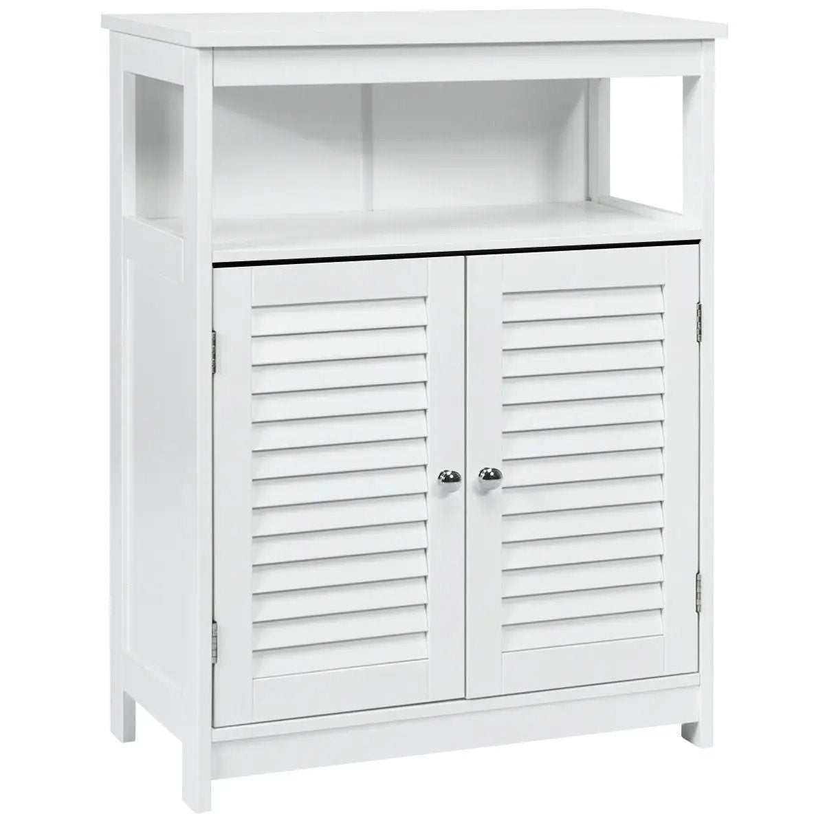 Wood Freestanding Bathroom Storage Cabinet with Double Shutter Door-Black - Tampa Home & Garden Store
