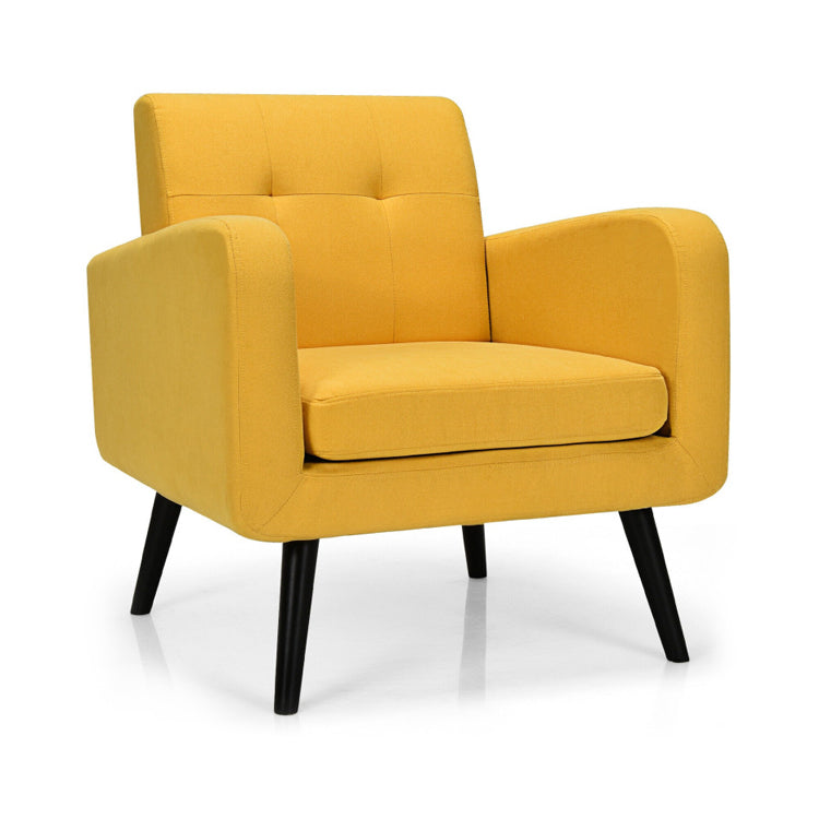Sillón decorativo moderno y cómodo con patas de madera de caucho - Gris
