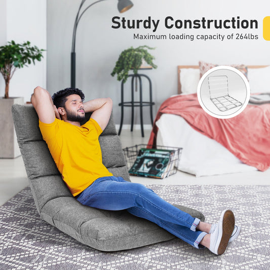 Sofá plegable reclinable para videojuegos con 14 posiciones - Gris