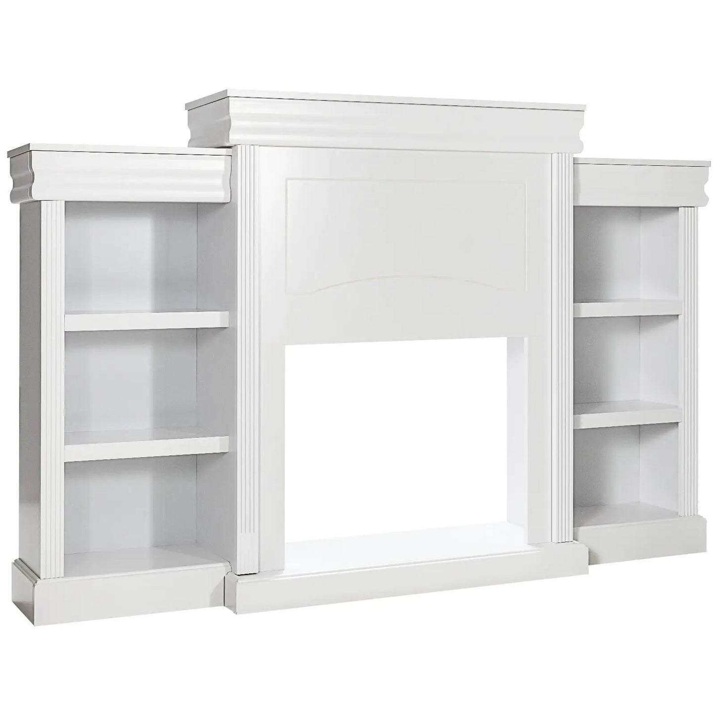 70-inch white modern fireplace media center with two side bookcases DirectDeals on Tampa Home & Garden Store