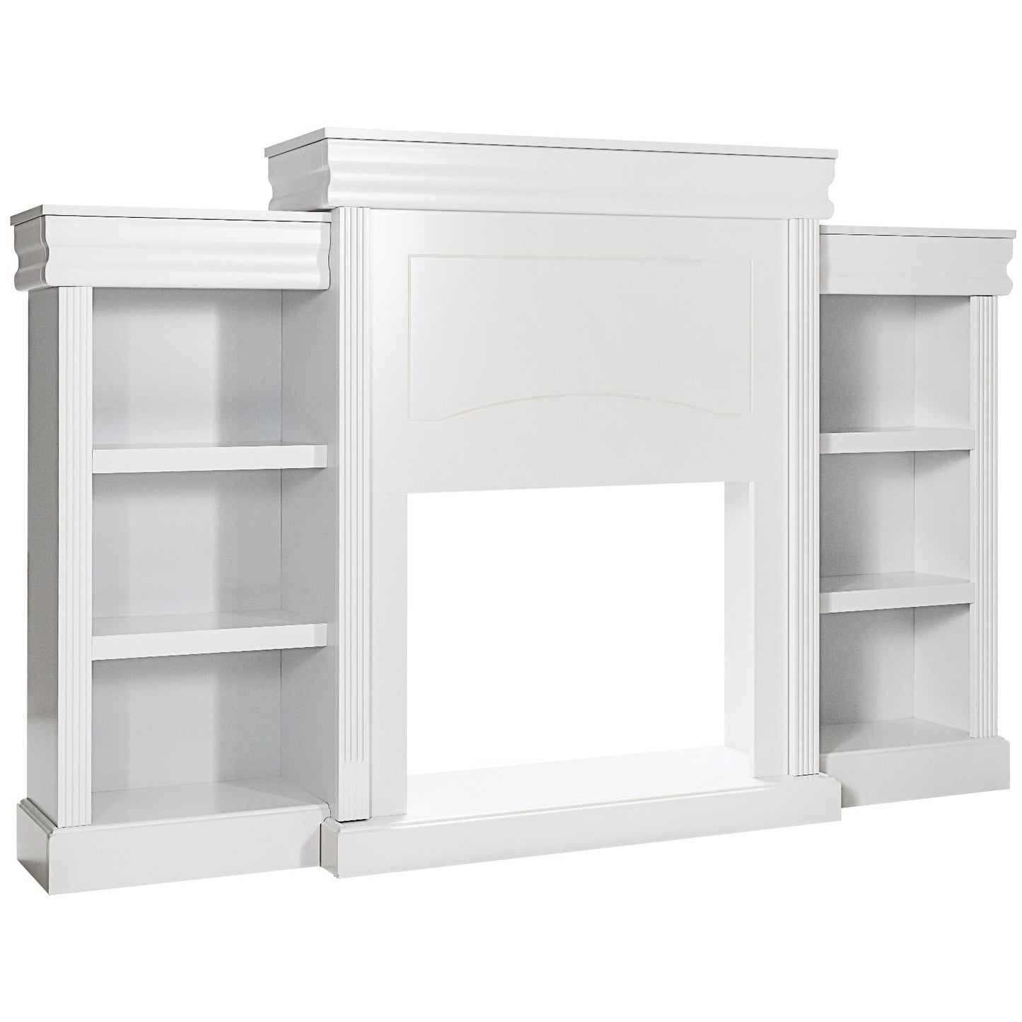 70 Inch Modern Fireplace Media Entertainment Center with Bookcase-Black