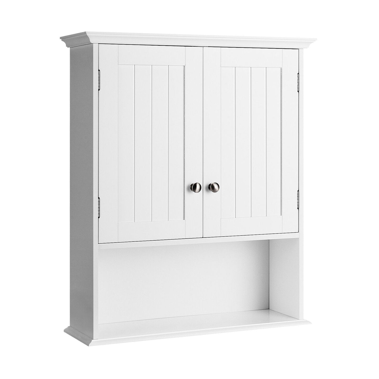 Organizador de almacenamiento para baño con montaje en pared, con puertas y estantes - Negro