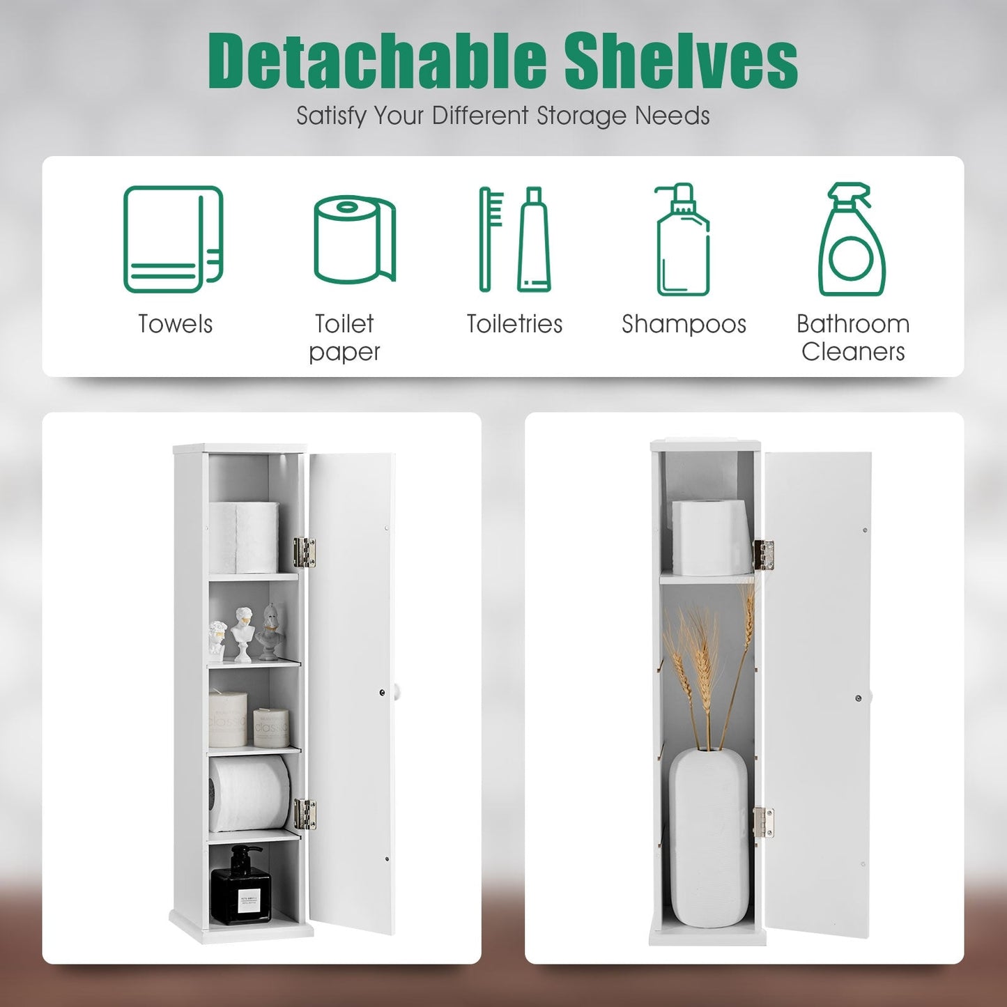 Free Standing Toilet Paper Holder With 4 Shelves white freestanding bathroom cabinet DirectDeals on Tampa Home & Garden Store