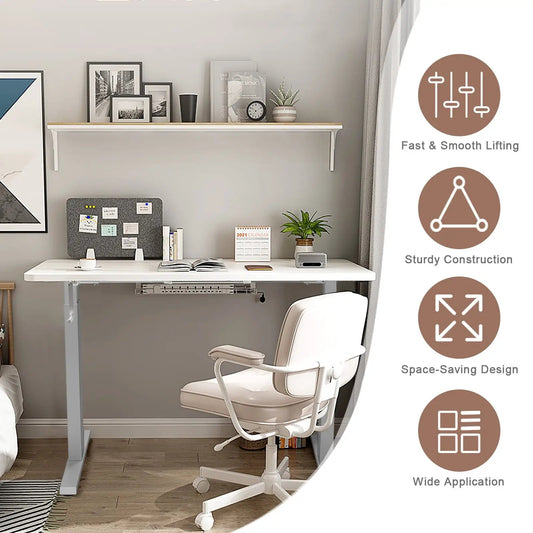 Hand Crank Sit-To-Stand Desk Frame Gray, height-adjustable standing base on Tampa Home & Garden Store