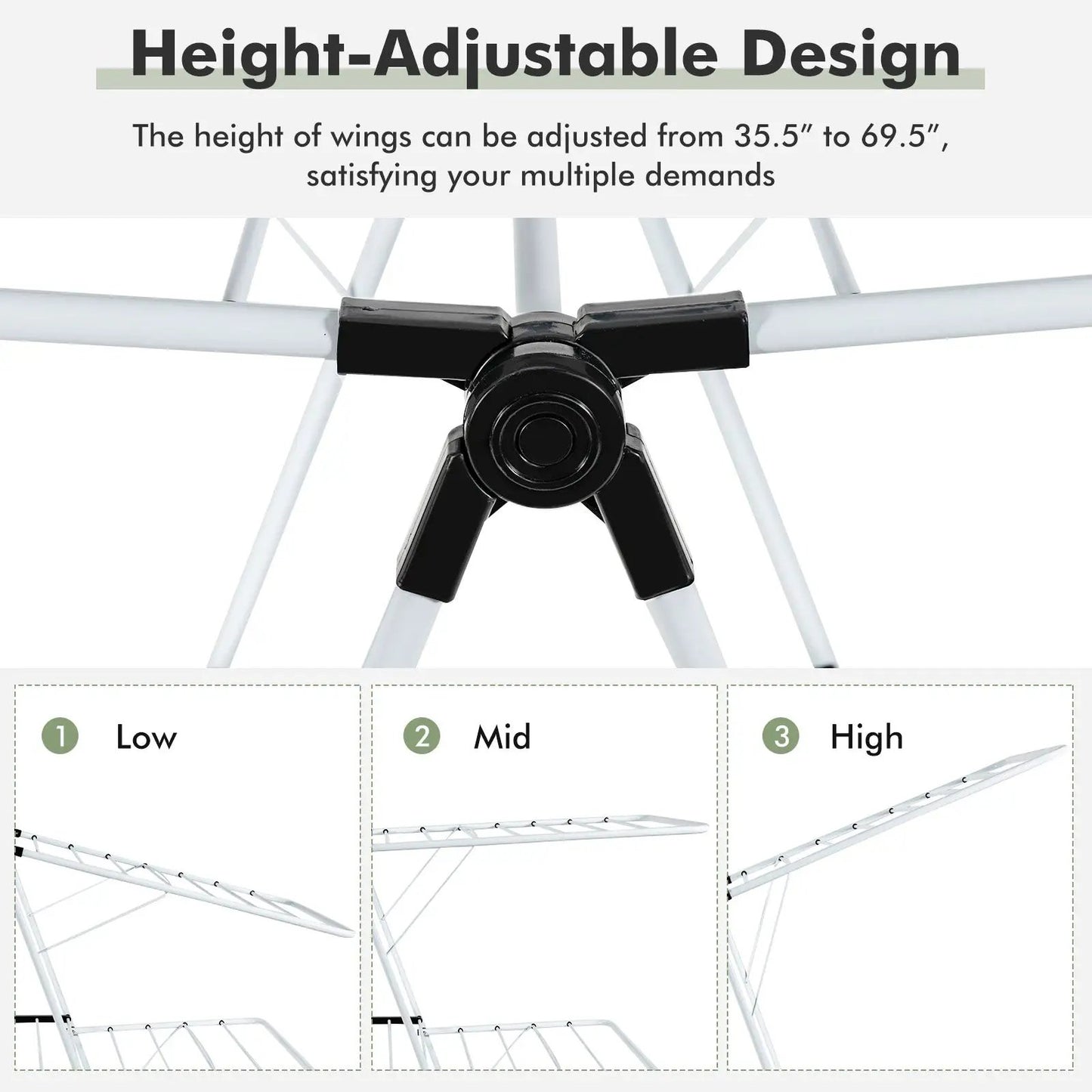 2-Tier Foldable Clothes Drying Rack with Adjustable Gullwing - Tampa Home & Garden Store
