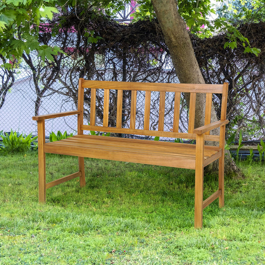 Banco de jardín de madera de acacia para 2 personas con respaldo