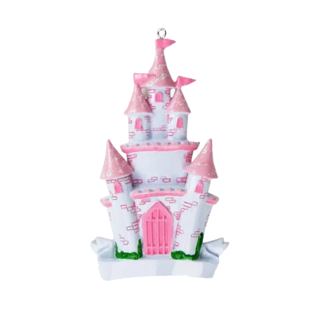 Princess Castle Ornament pink and white fantasy castle by The Country Christmas Loft on Tampa Home & Garden Store