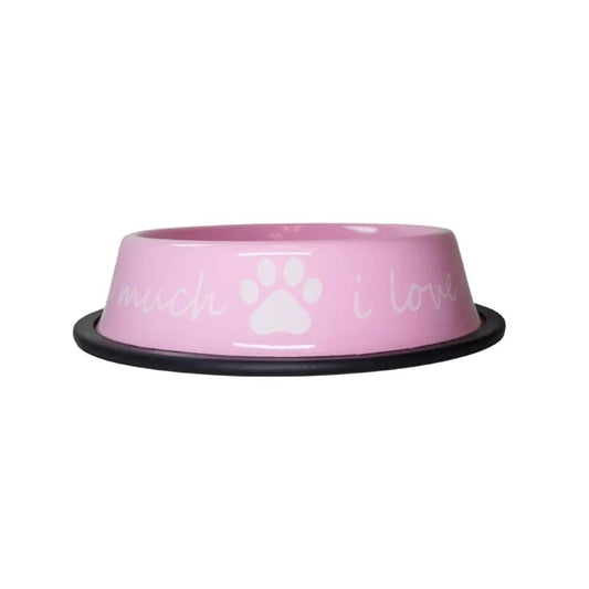 I Love You So Much stainless steel dog bowl pink enamel 24oz American Pet Supplies on Tampa Home & Garden Store