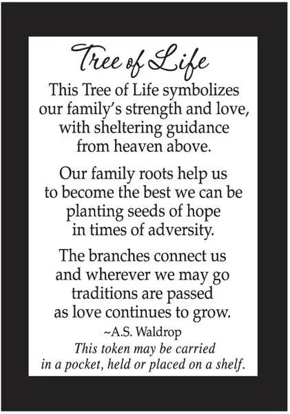 Tree of Life Tokens with Family Blessings Card decorative plaque in a black frame on Tampa Home & Garden Store