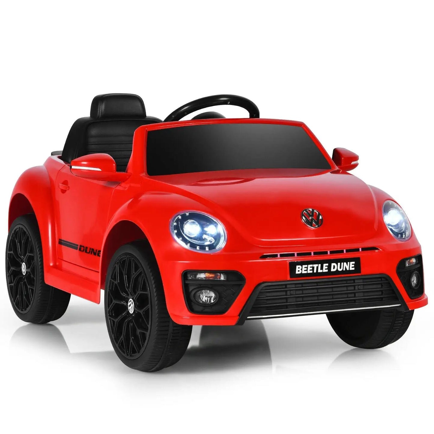 Volkswagen Beetle Dune red kids ride-on car with remote control and black seats on Tampa Home & Garden Store