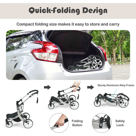 DirectDeals folding aluminum infant stroller with diaper bag, compact fold for car trunk on Tampa Home & Garden Store