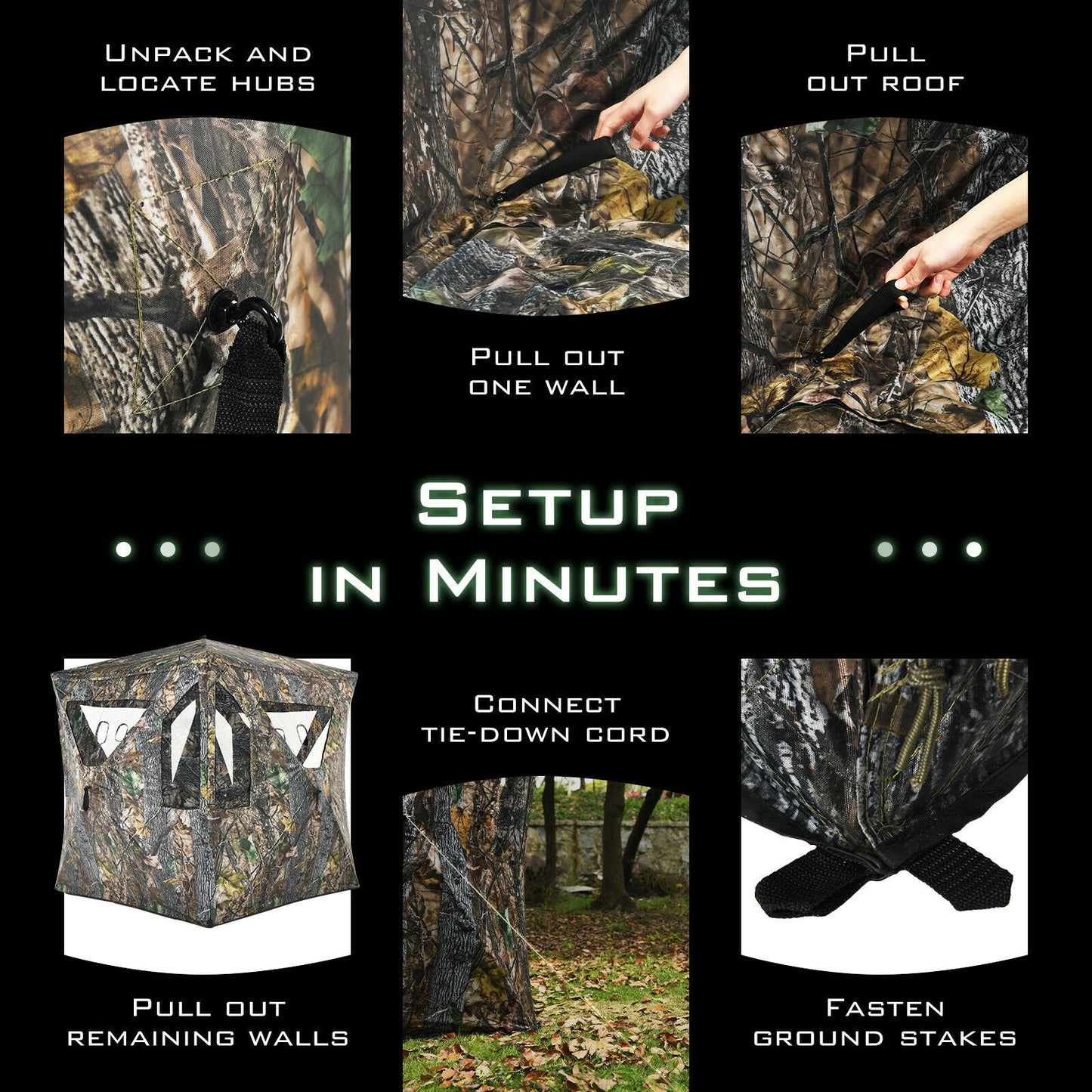 GemGear 3 Person Portable Pop-Up Tent camouflage hunting blind with gun ports and carry bag on Tampa Home & Garden Store