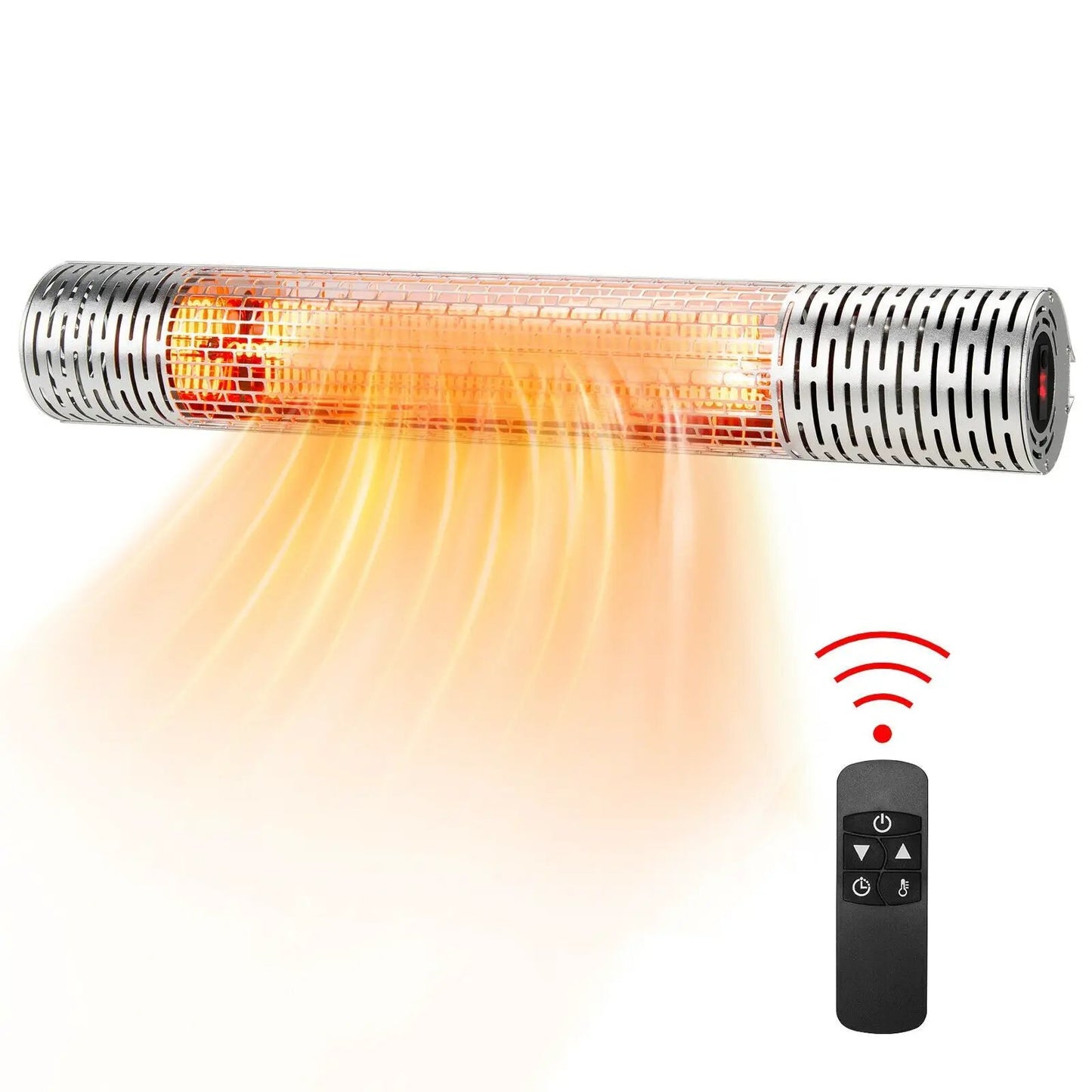1500W Indoor and Outdoor Electric Heater DirectDeals with remote silver cylindrical patio heater on Tampa Home & Garden Store