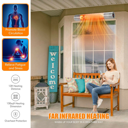 1500W Indoorand Outdoor Electric Heater with 2 Power Settings -Silver - Tampa Home & Garden Store