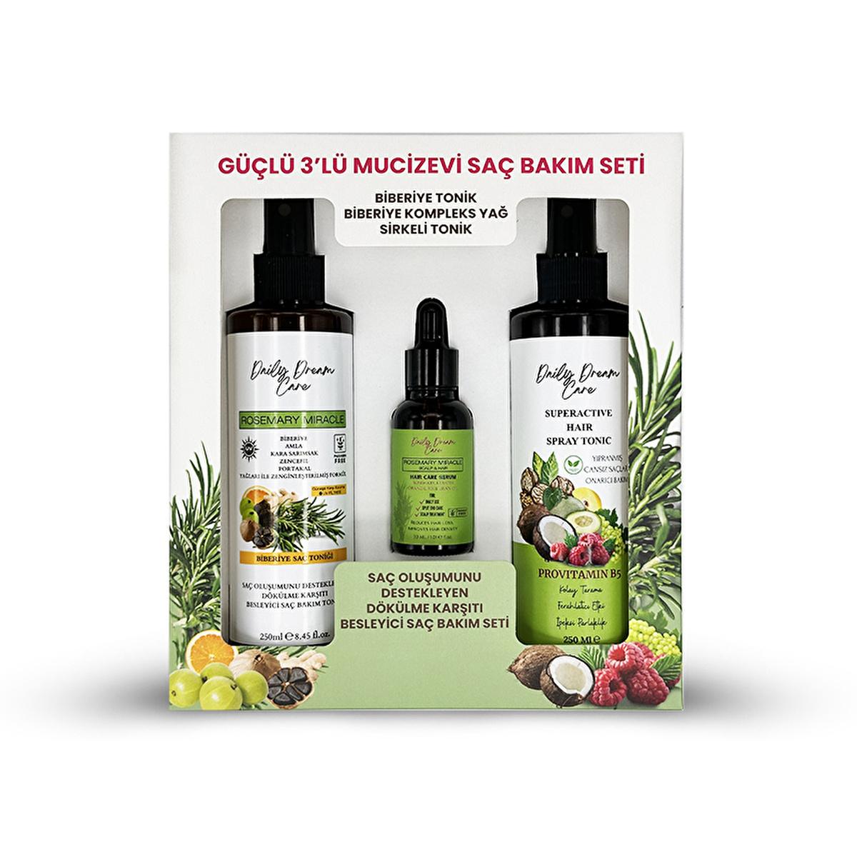 Beauty Care Bag True Bee Rosemary Hair Care Set 3-piece oil kit with tonic serum oil bottles on Tampa Home & Garden Store