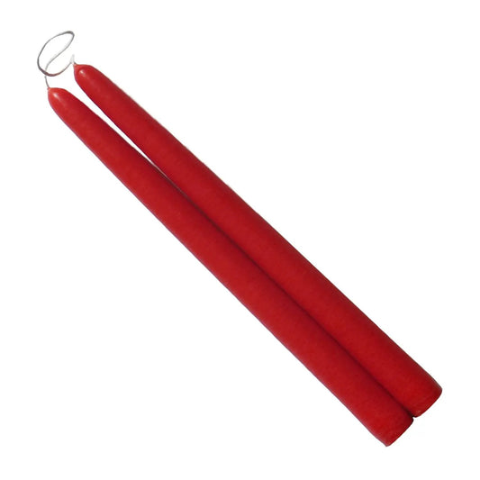 Mole Hollow Taper Candles, pair of red sweetheart tapers with wicks on Tampa Home & Garden Store