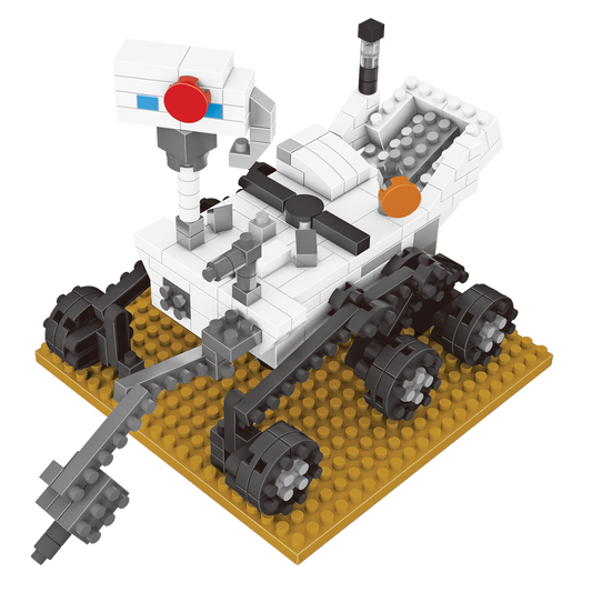 Mini Building Blocks Mars Rover Kit white gray rover with orange accents on tan base on Tampa Home & Garden Store