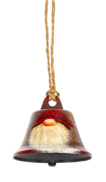 Santa Bell Ornament With Gnome Face, red bell, twine hanger, The Country Christmas Loft on Tampa Home & Garden Store