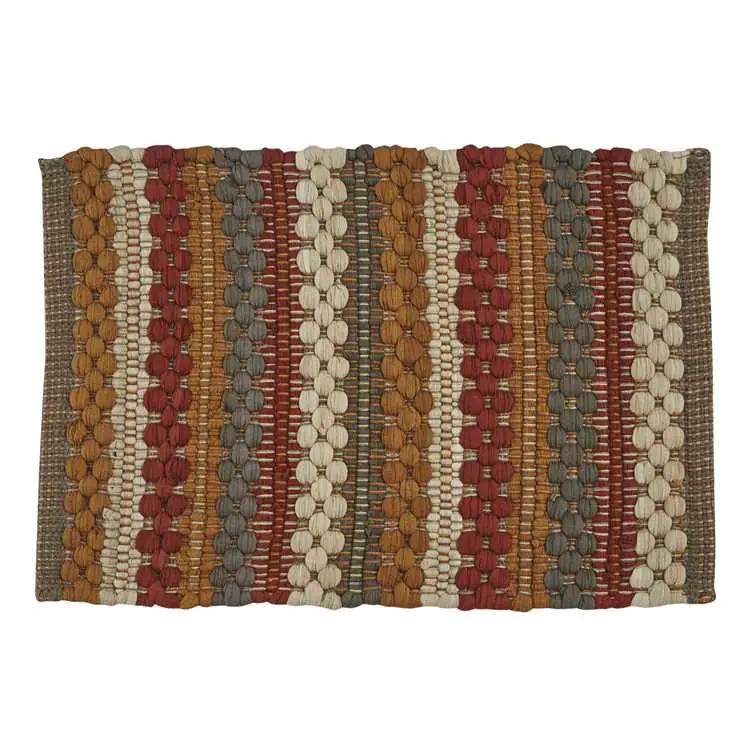 Autumn Gathered Pumpkin chindi cotton placemat, cream woven, The Country Christmas Loft on Tampa Home & Garden Store