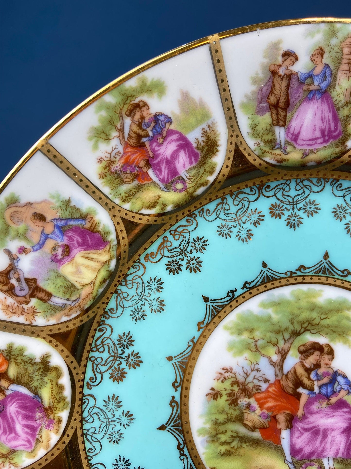 Soporte para tartas vintage Schumann Arzberg Alemania: porcelana rosa de té pintada a mano