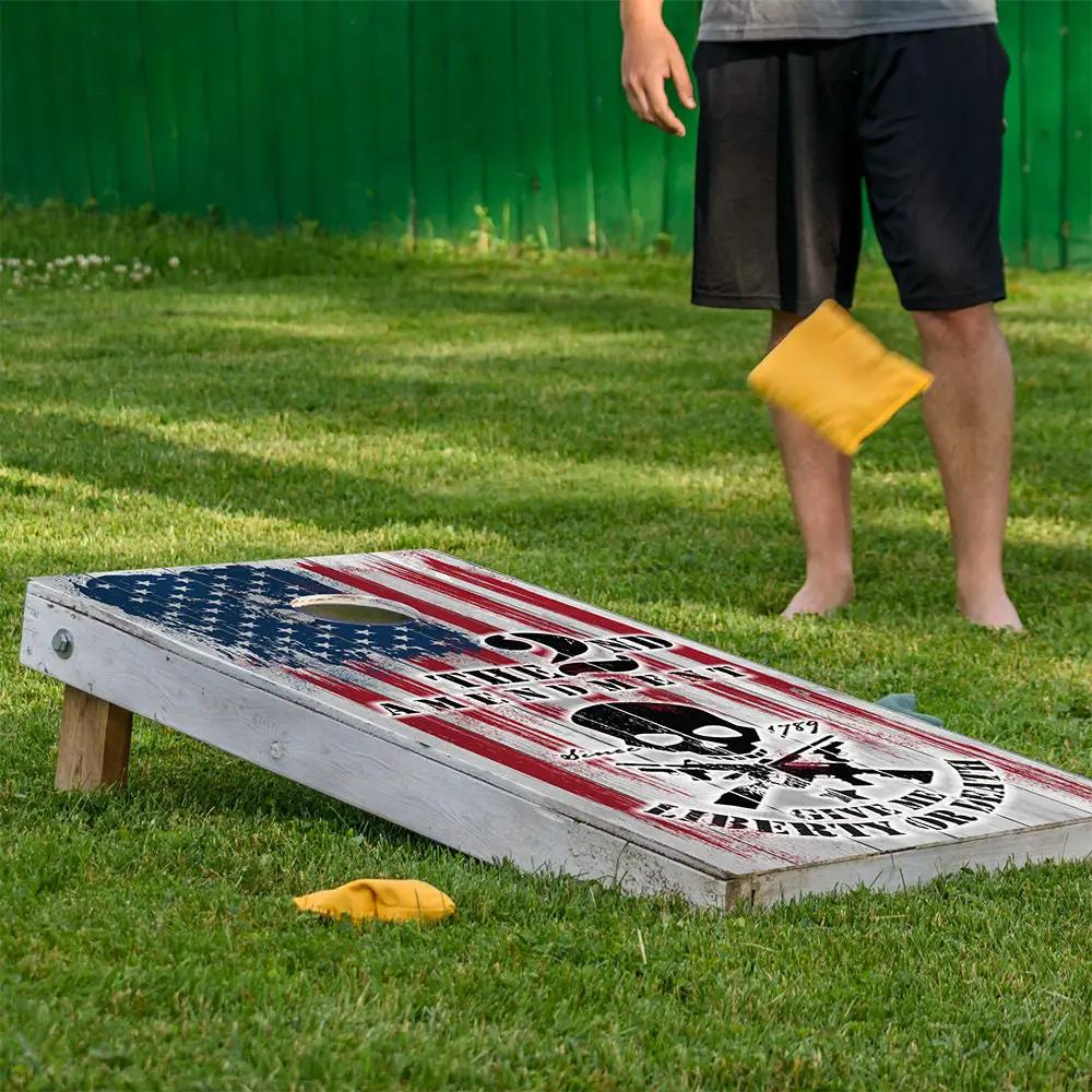 Cornhole board wrap set of 2 with Second Amendment American flag motif by Lone Star Art on Tampa Home & Garden Store