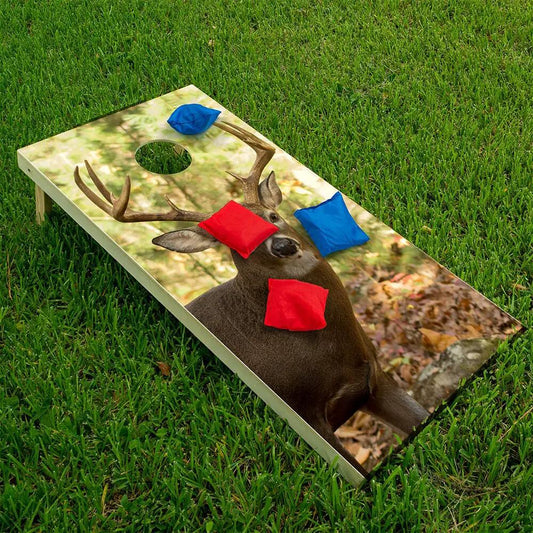 Deer in the Woods Cornhole Board Wraps Set of 2 by Lone Star Art with woodland deer image on Tampa Home & Garden Store