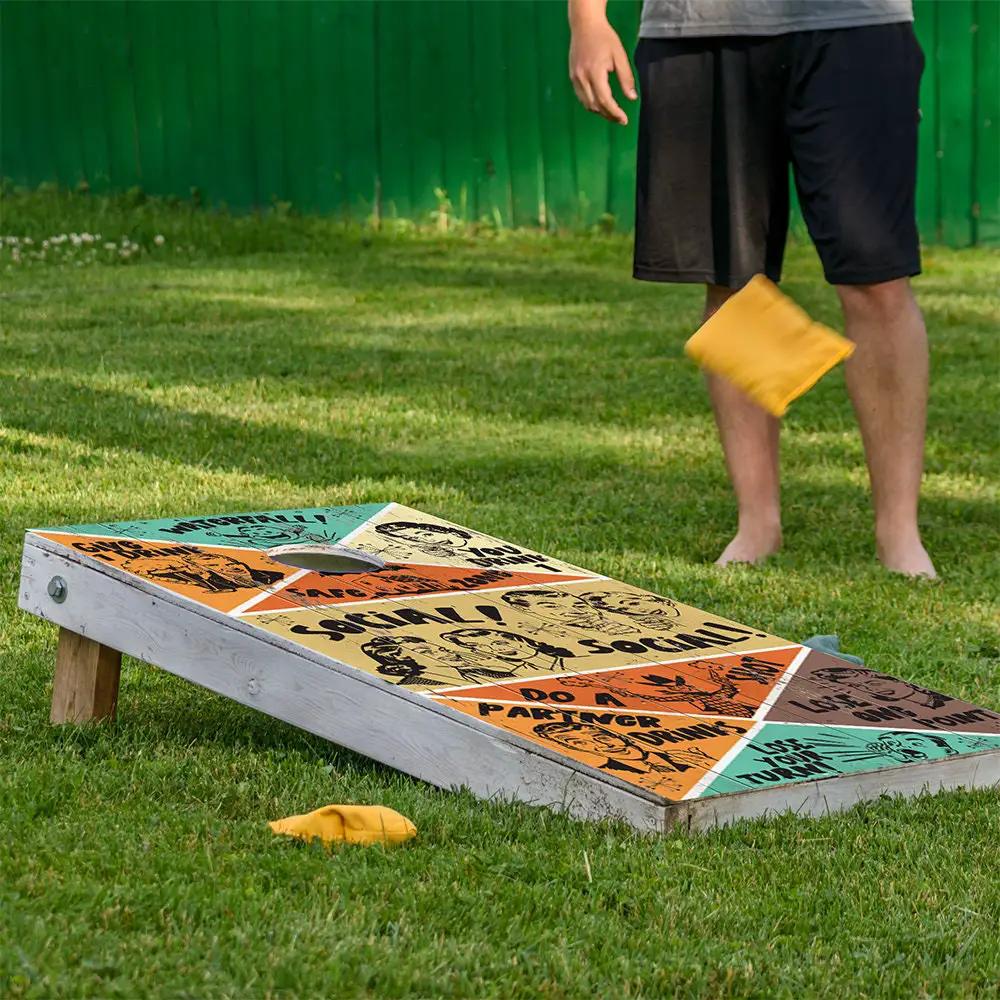 Retro Style Drinking Game - Cornhole Board Wrap - Set of 2 - Tampa Home & Garden Store
