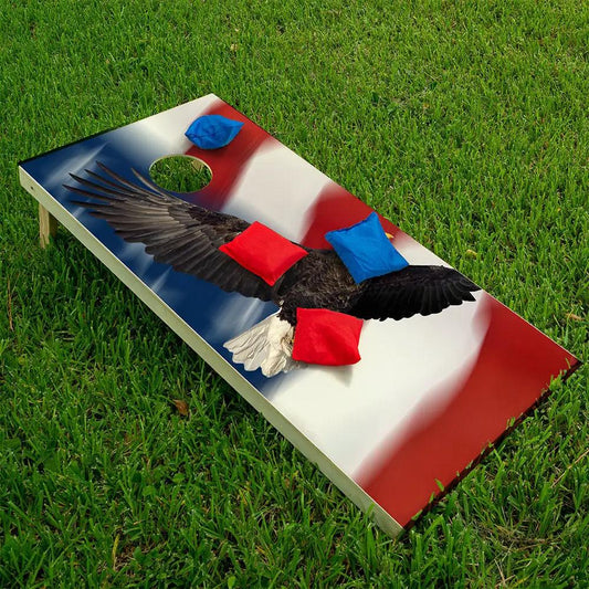 Flying Eagle Cornhole Board Wraps set of 2 by Lone Star Art, patriotic eagle design on Tampa Home & Garden Store