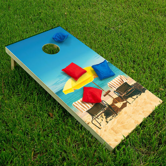 Chair Summer Beach House Sand - Cornhole Board Wrap - Set of 2 - Tampa Home & Garden Store