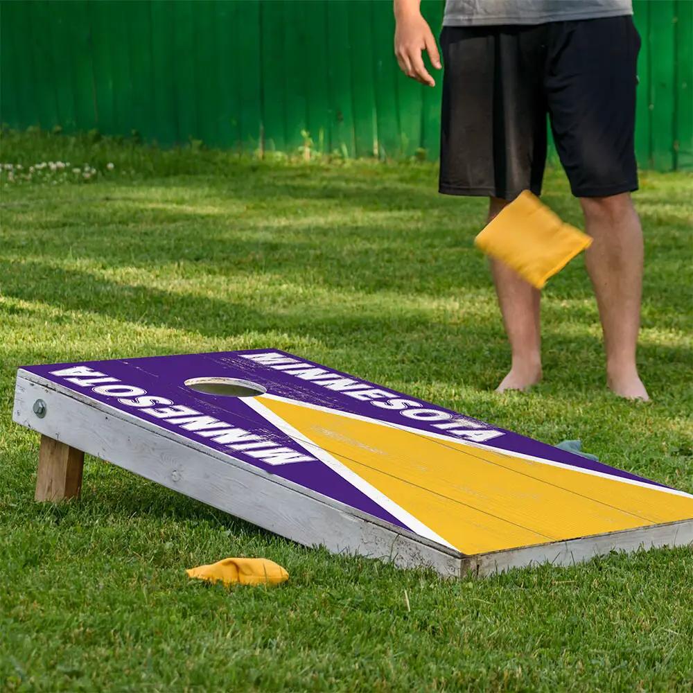Cornhole board wrap Minnesota Football set of 2, purple with yellow stripe, Lone Star Art on Tampa Home & Garden Store