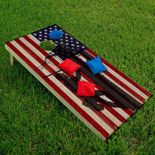 American Flag Electric Lineman Cornhole Wraps set of 2 by Lone Star Art on Tampa Home & Garden Store