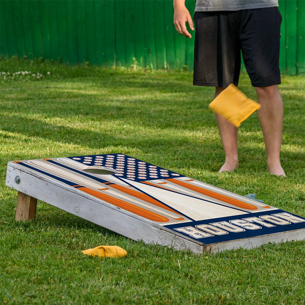 Béisbol de Houston - Revestimiento de tablero de Cornhole - Juego de 2