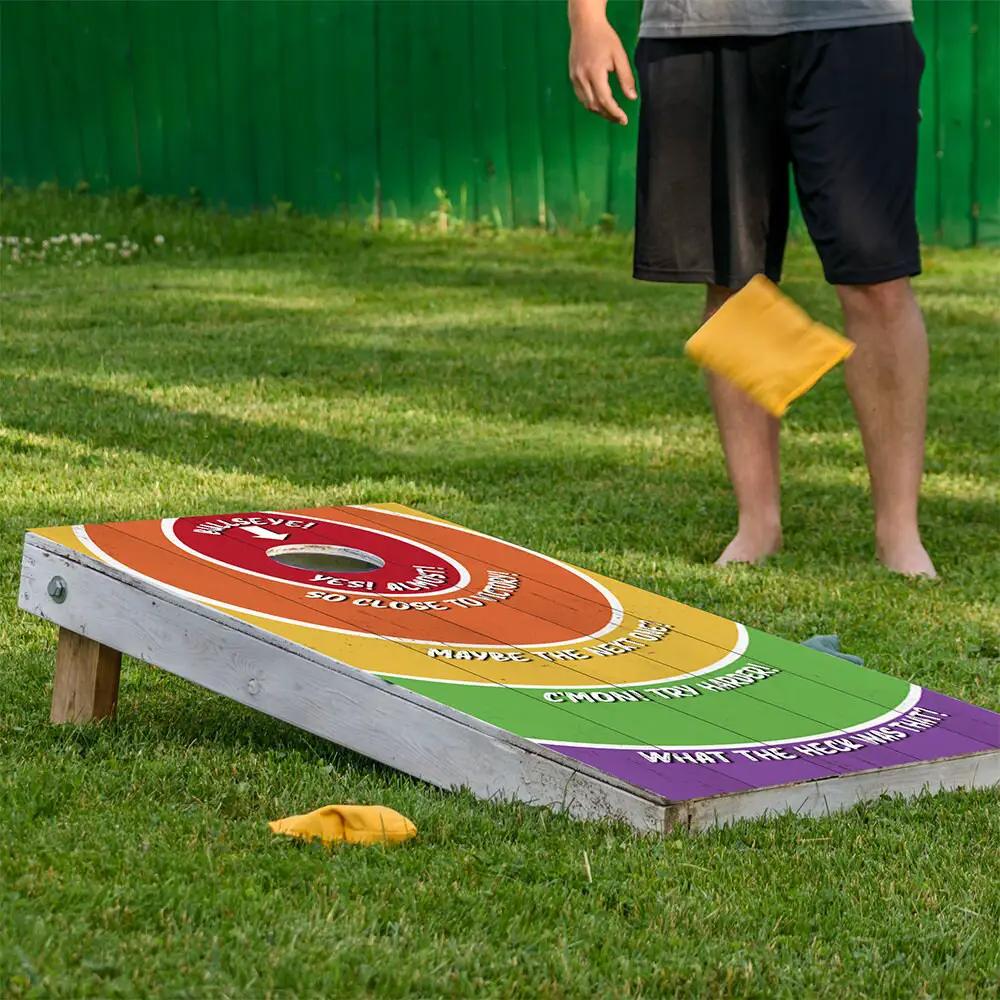 Cornhole board wrap set of two, Challenge Circles on weathered boards, Lone Star Art on Tampa Home & Garden Store