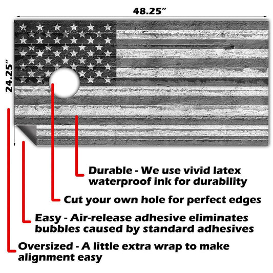Black and White American Flag - Cornhole Board Wrap - Set of 2 - Tampa Home & Garden Store