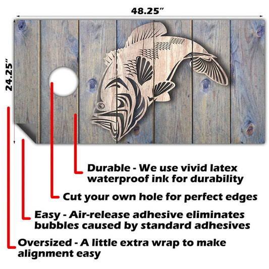 Bass Fish Jump - Cornhole Board Wrap - Set of 2 - Tampa Home & Garden Store