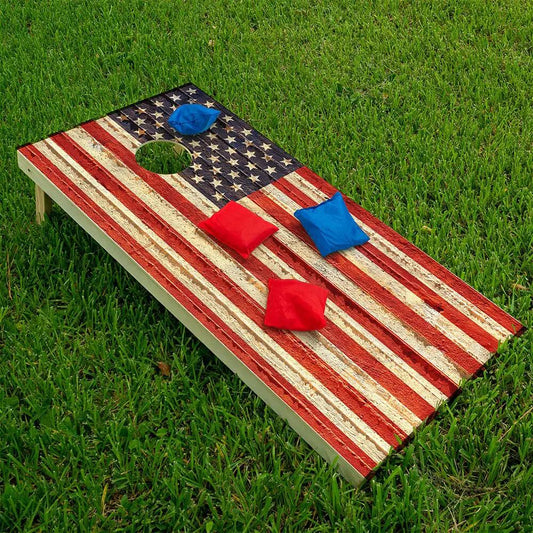 Rustic American Flag Cornhole Wrap Set of 2 for cornhole boards on Tampa Home & Garden Store