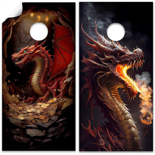 Cornhole wrap set Fierce Fantasy Dragons, set of 2, Lone Star Art on Tampa Home & Garden Store