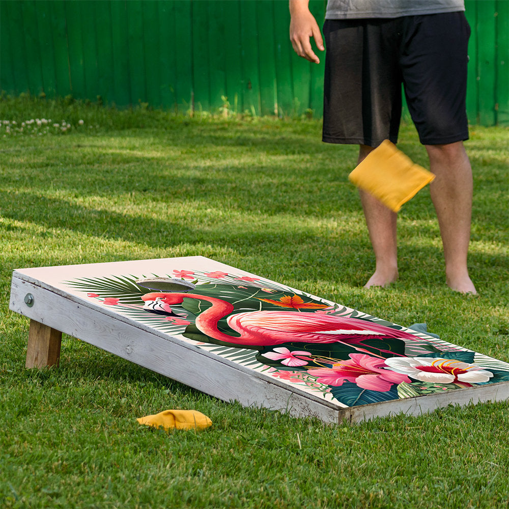 Flamingo Life - Vinilo decorativo para tabla de cornhole - Juego de 2