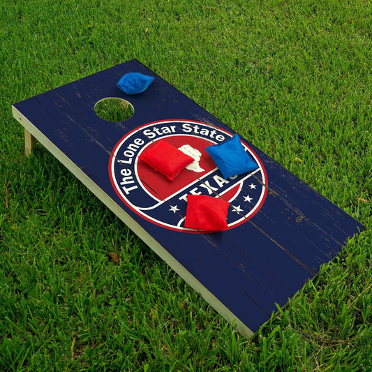 Texas in Dark Blue Cornhole Board Wraps set of 2 by Lone Star Art with Lone Star State logo on Tampa Home & Garden Store
