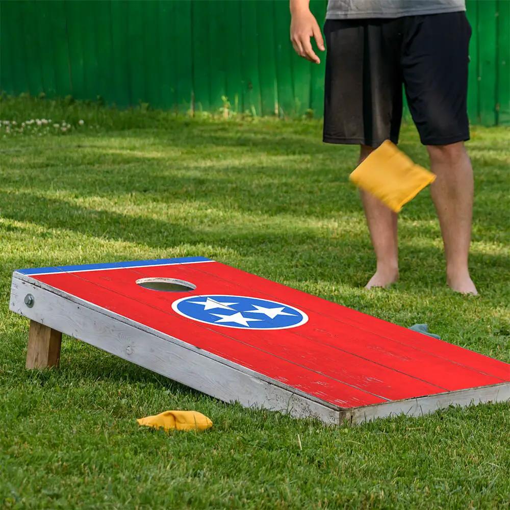 Tennessee State Cornhole Board Wrap Set of 2 red top with blue emblem Lone Star Art on Tampa Home & Garden Store