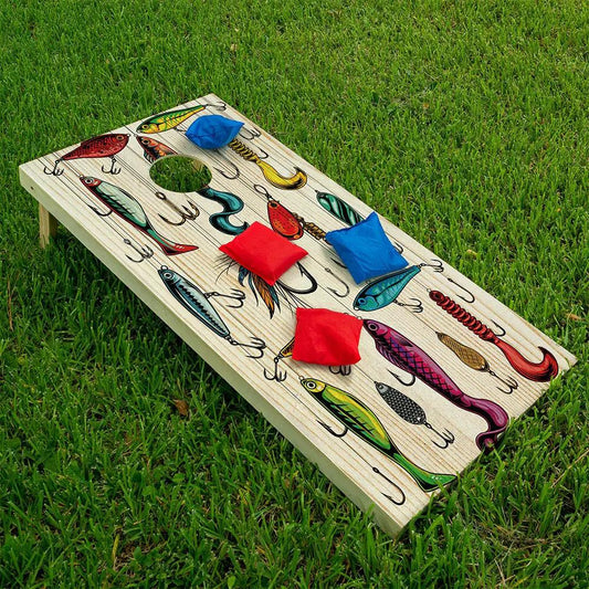 Vintage Style Fishing Lures - Cornhole Board Wrap - Set of 2 - Tampa Home & Garden Store
