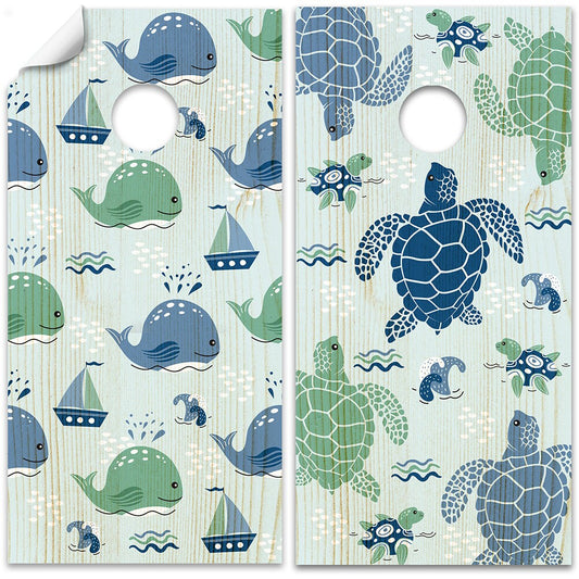 Sea Turtles and Whales - Cornhole Board Wrap - Set of 2 - Tampa Home & Garden Store