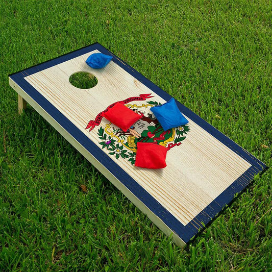 Cornhole Board Wrap West Virginia State Set of 2 by Lone Star Art with blue border on Tampa Home & Garden Store