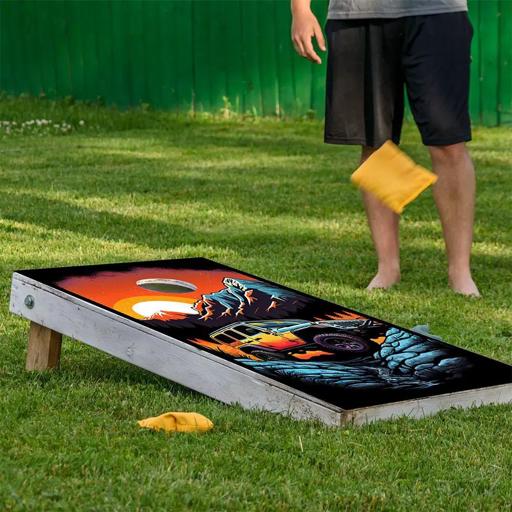 Jeep Adventure colorful cornhole board wrap set of 2 by Lone Star Art on Tampa Home & Garden Store