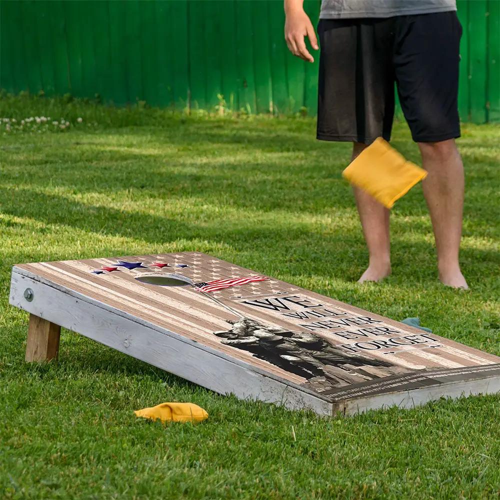 Military Pride Cornhole Wraps Set of 2 by Lone Star Art with patriotic star-and-stripe design on Tampa Home & Garden Store