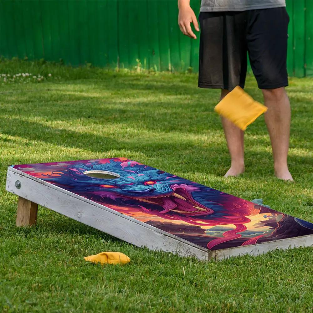Cornhole wrap Fantasy Mythical Anime Beasts Lone Star Art dragon artwork on cornhole board on Tampa Home & Garden Store