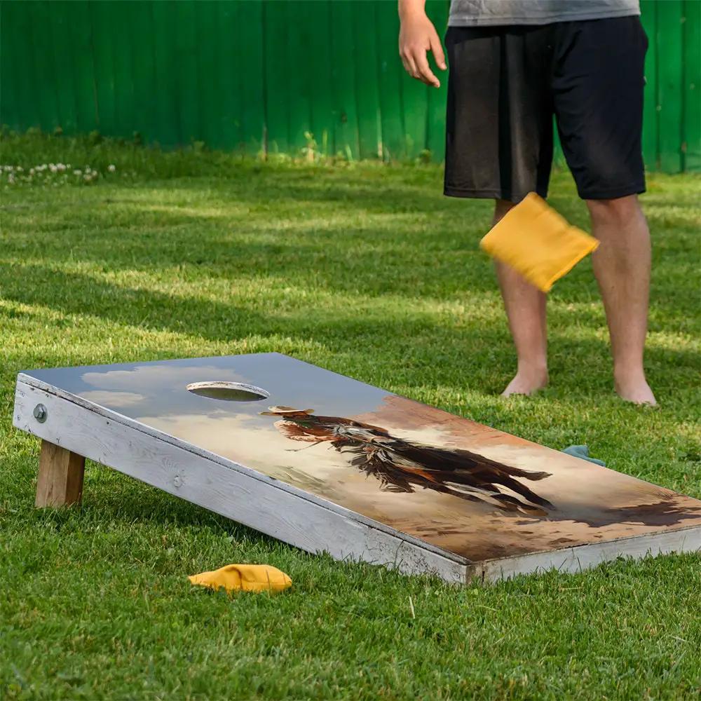 Old West Cowboys Ranch Cornhole Wraps, set of 2 with cowboy on horseback desert scene on Tampa Home & Garden Store