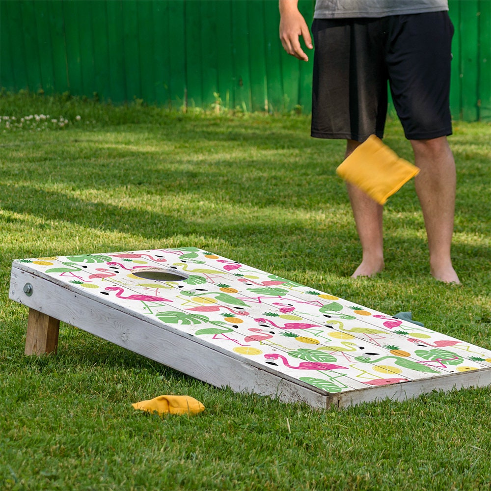 Fondo de Madera de Flamenco - Envoltura para Tablero de Cornhole - Juego de 2