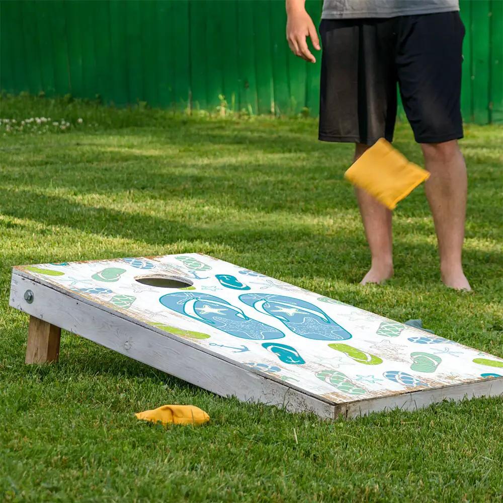 Blue Flip Flops - Cornhole Board Wrap - Set of 2 - Tampa Home & Garden Store