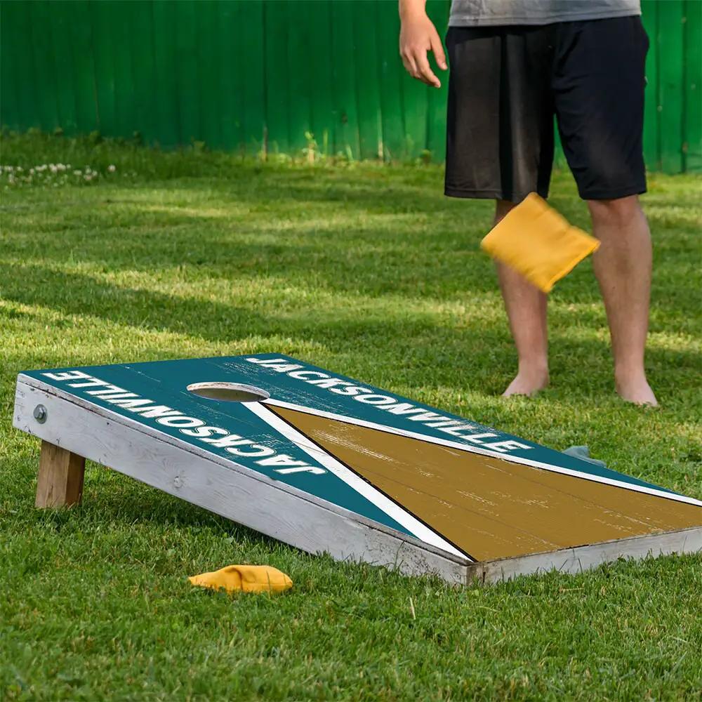 Cornhole board wraps set of 2 Jacksonville Football by Lone Star Art in teal and gold on Tampa Home & Garden Store